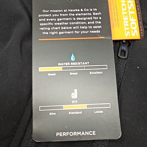 Hawk & Co. Men's NWT Athletic Black Stretch Soft Shell Performance Jacket 2XL - Picture 14 of 16